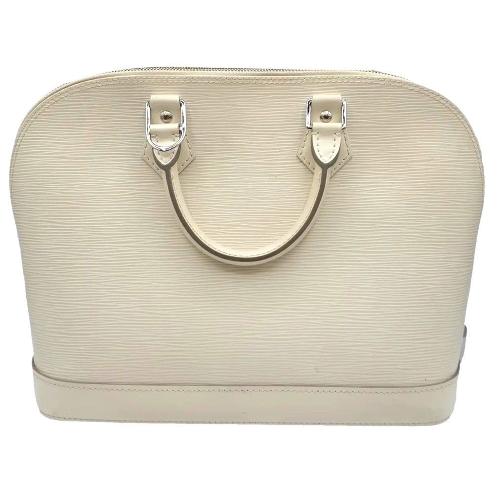 Louis Vuitton Ivory Epi Leather Alma PM Bag with Lock, Silver Hardware.